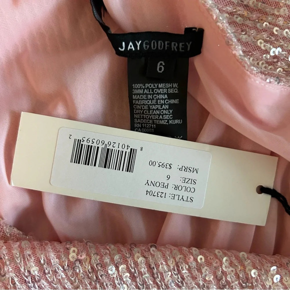 Jay Godfrey Georgia Sequin Sz 6 One Shoulder Wide Leg Pink Jumpsuit - Picture 6 of 6